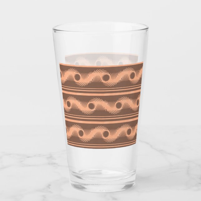 Peach and Mocha Spiral Pattern Glass (Front)