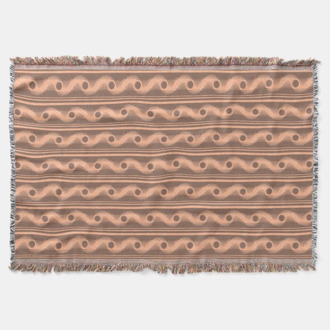 Peach and Mocha Spiral Pattern Throw Blanket (Front)