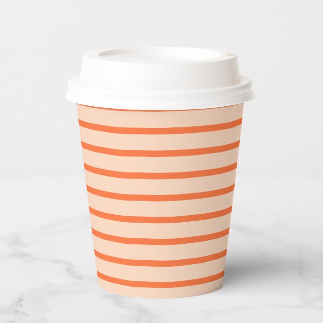 Peach and Orange Stripes Paper Cups (Front)