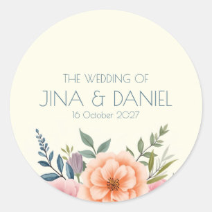 Peach and Petal Dream Classic Round Sticker