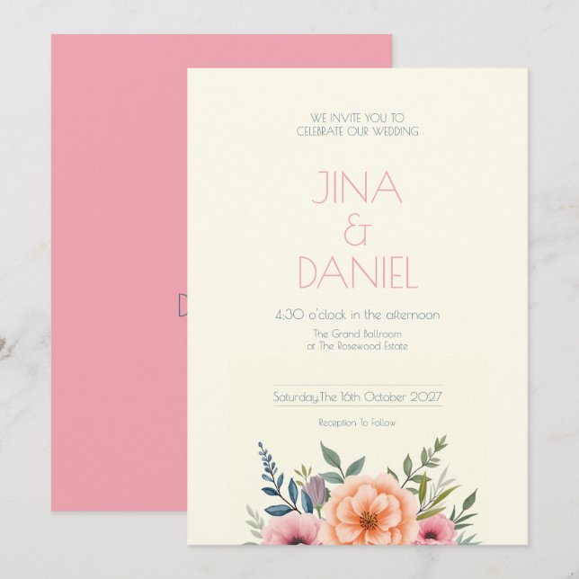 Peach and Petal Dream Invitation (Front/Back)