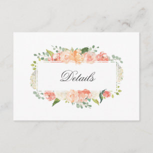 Peach and Pink Feminine Floral Pattern Details Enclosure Card