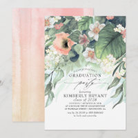 Peach and Pink Floral Elegant Stylish Graduation
