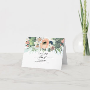 Peach and Pink Floral Wedding Thank You Card