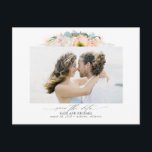 Peach and Pink Flowers Save the Date Photo Announcement Postcard<br><div class="desc">Peach and pink flowers save the date photo postcards</div>