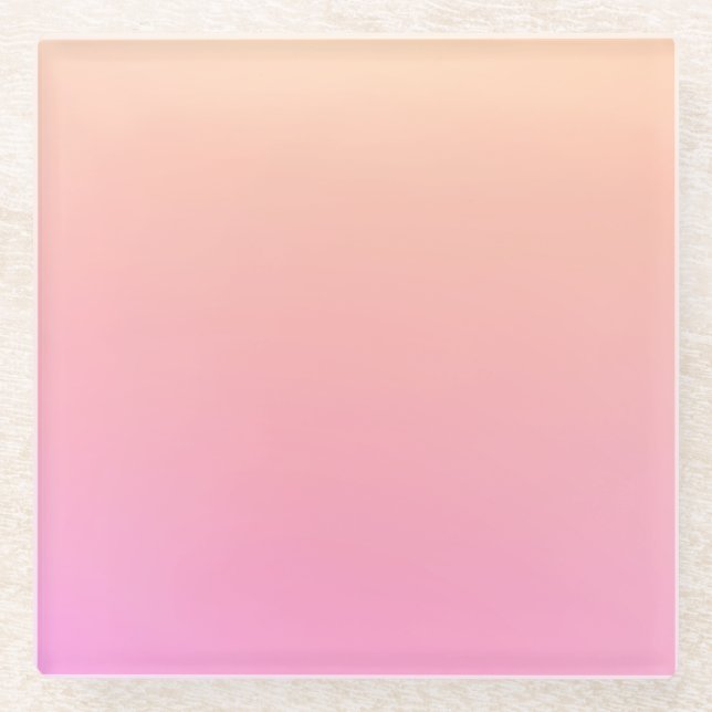 Peach and pink gradient glass coaster (Front)