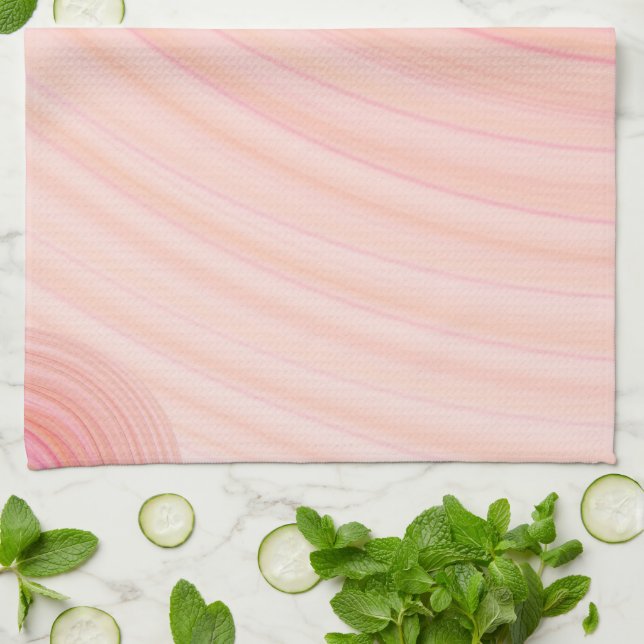 Peach and Pink Pastel Spirals Tea Towel (Folded)