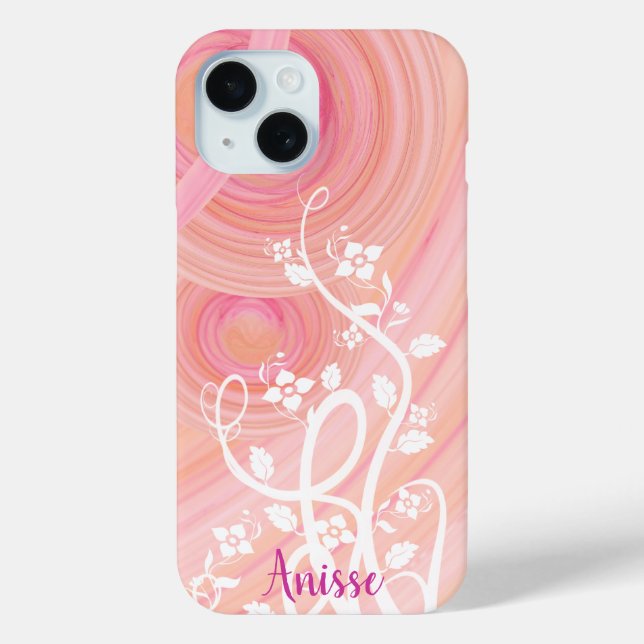 Peach and Pink Spirals, Filigree and Flowers Case-Mate iPhone Case (Back)