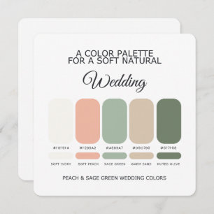 Peach and Sage Green Wedding Color Palette Card