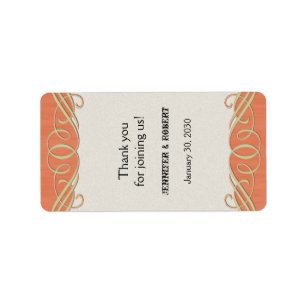 Peach and Sage Scroll Wedding Lip Balm Label