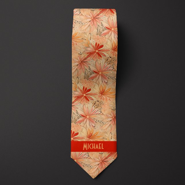 Peach and Sand Floral Tie (Creator Uploaded)