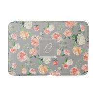 Peach and Taupe Floral Pattern with Monogram