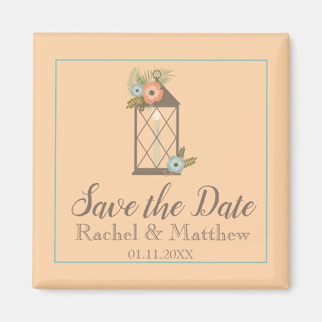 Peach and Teal Coastal Theme Magnet (Front)