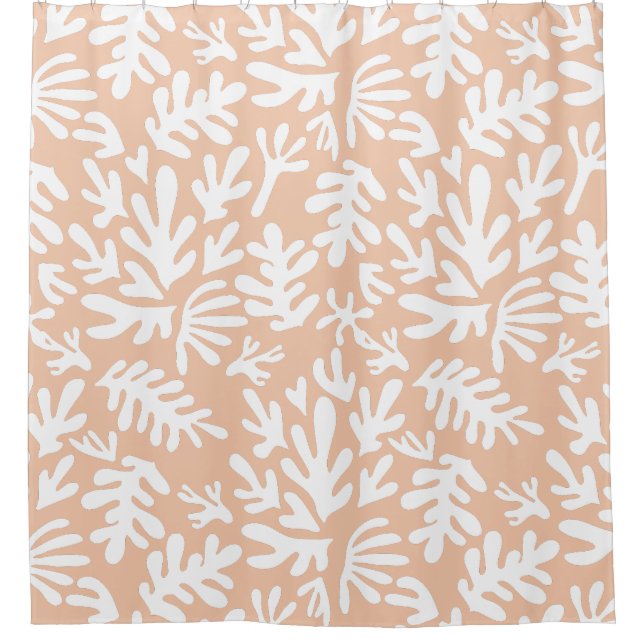 Peach and white abstract boho Modern Pattern Shower Curtain (Front)