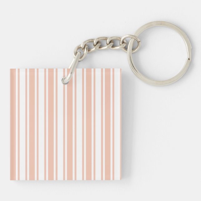 Peach and white candy stripes key ring (Back)
