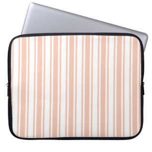 Peach and white candy stripes laptop sleeve