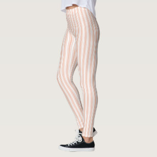 Peach and white candy stripes leggings