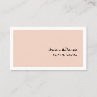 Peach and White Elegant Modern Wedding Planner Business Card