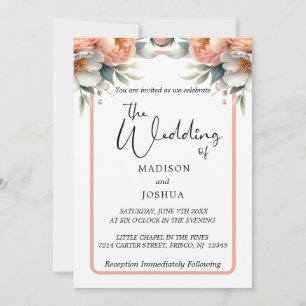 Peach and White Floral Invitation
