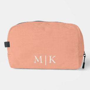 Peach and White Modern Monogram Dopp Kit