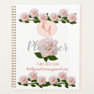 Peach and White Roses Personal Planner