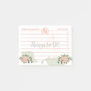 Peach and White Roses Things to DO Post-It Notes
