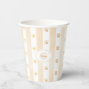 Peach and White Stripe - Hearts, Flower, Paw Print Paper Cups