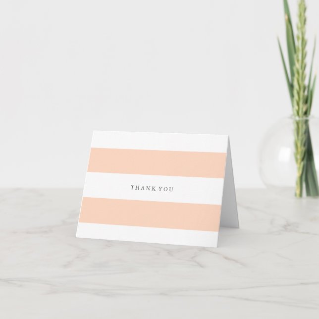 Peach and white striped thank you card (Front)