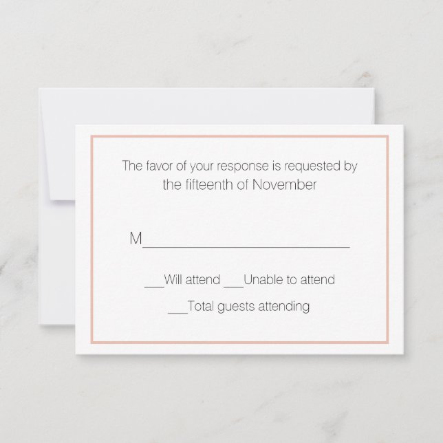 Peach and White Wedding Response Card (Front)