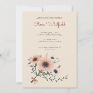 Peach Anemone Bouquet Bridal Shower Invitation