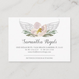 Peach Angel Wings Floral Business Cards