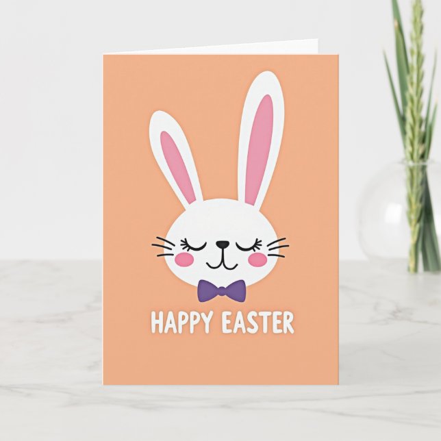 Peach Animal Happy Easter Card (Front)