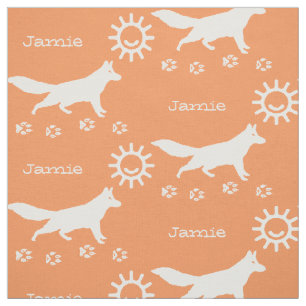 Peach Apricot Kids Sunshine Fox Track Personalised Fabric