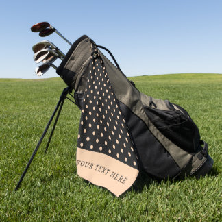 Peach Apricot Polka Dots on a Black Background Golf Towel