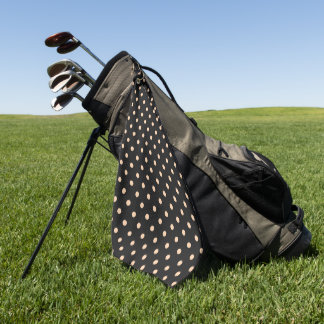 Peach Apricot Polka Dots on a Black Background Golf Towel