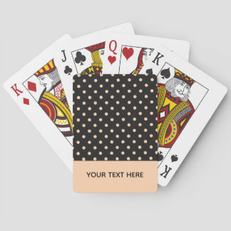 Peach Apricot Polka Dots on a Black Background Playing Cards