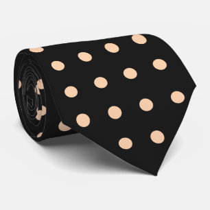 Peach Apricot Polka Dots on a Black Background Tie