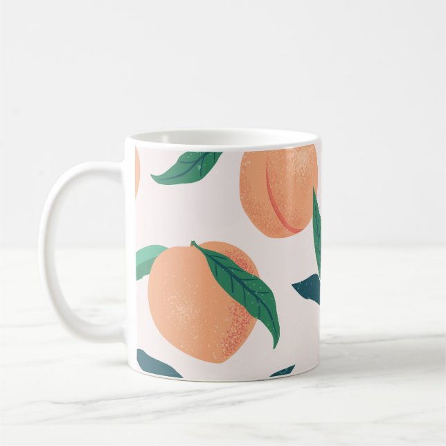 Peach Apricot: Tropical Seamless Pattern. Coffee Mug (Left)
