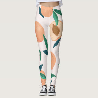Peach Apricot: Tropical Seamless Pattern. Leggings