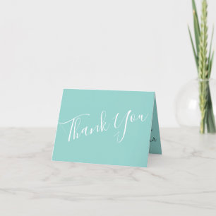 Peach Aqua Teal Wedding Roses Floral Thank You Card