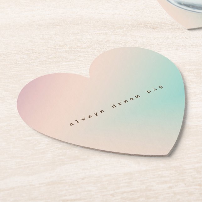 Peach Aqua Tie Dye Ombre inspirational dream quote Paper Coaster (Angled)