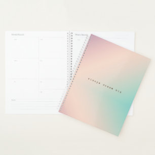 Peach Aqua Tie Dye Ombre inspirational dream quote Planner