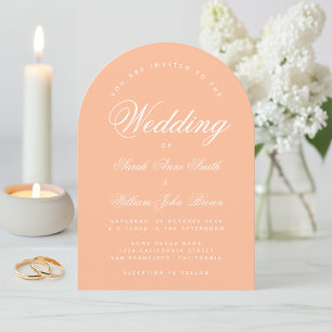 Peach Arch Wedding Simple Modern Elegant Script Invitation