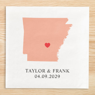 Peach Arkansas Wedding Napkin