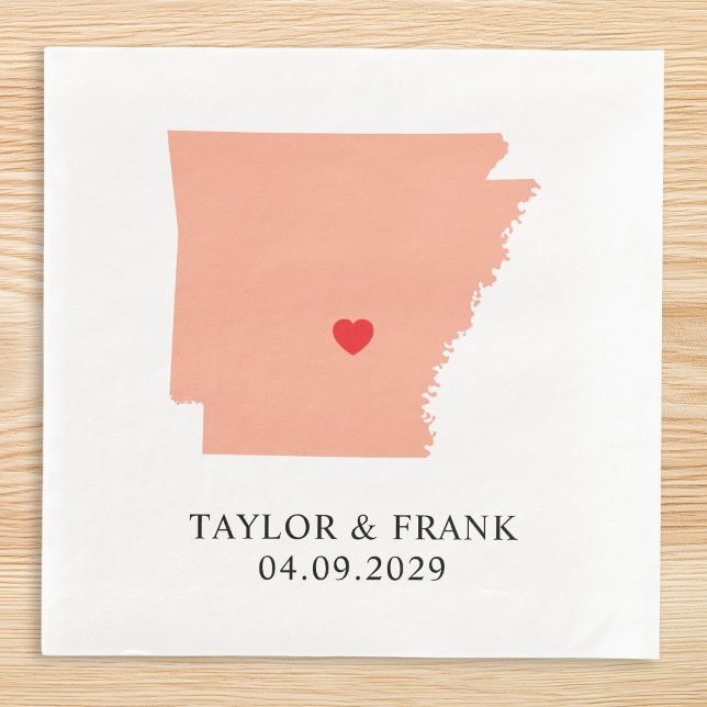 Peach Arkansas Wedding Napkin (Peach Arkansas Wedding Paper Dinner Napkins)