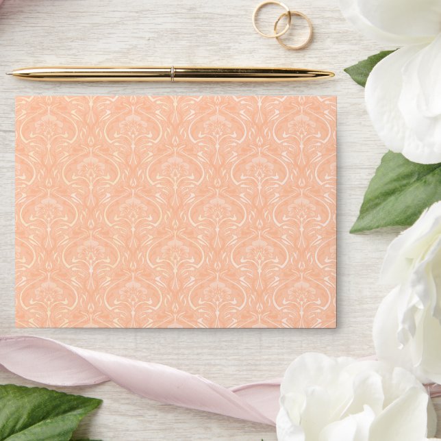 Peach Art nouveau pattern envelope  (Wedding)