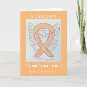 Peach Awareness Ribbon Angel Customised Card