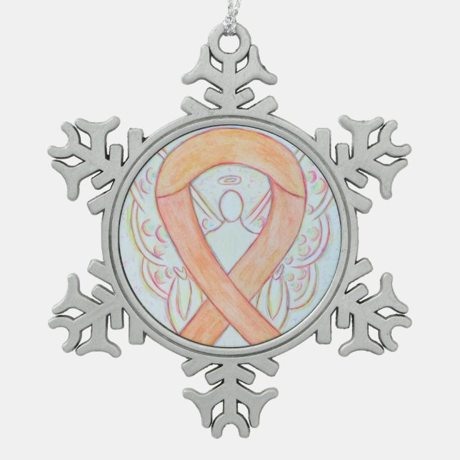 Peach Awareness Ribbon Angel Customised Ornament (Front)