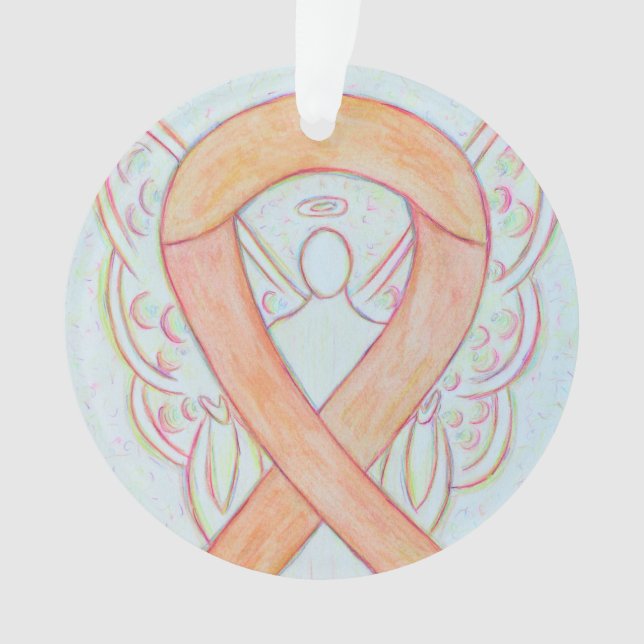 Peach Awareness Ribbon Angel Customised Ornaments (Front)
