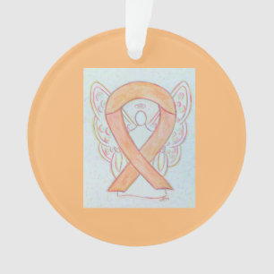 Peach Awareness Ribbon Angel Customised Ornaments